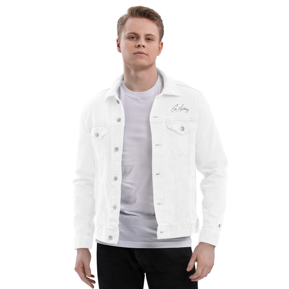 Embroidered Artic White Denim Jacket