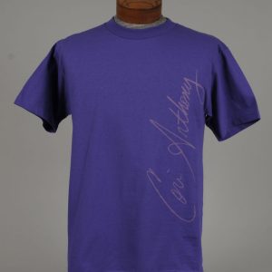 Cori Anthony Signature logo silk screened vertically on the front left side